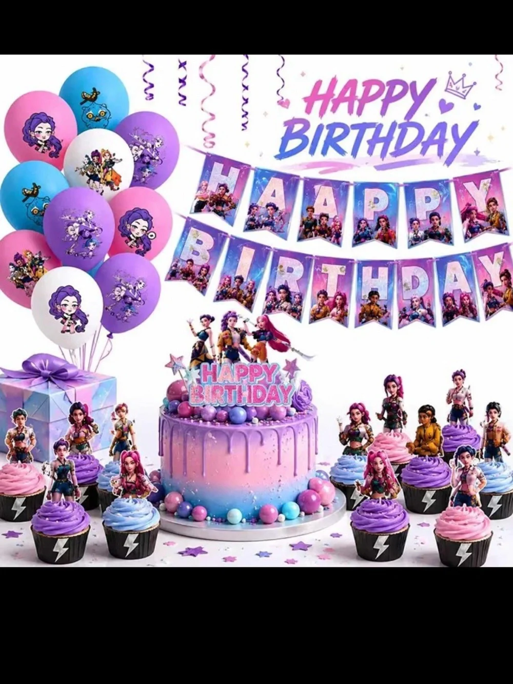 K Pop Demon Hunters Party Supplies, Birthday Decorations Set 62pcs Huge Lot NEW